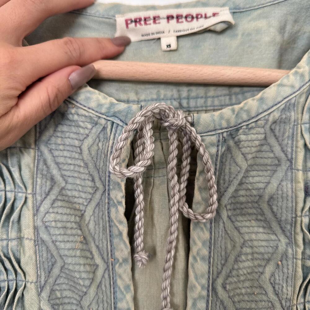 Free People Women's Cream and Blue Jacket - Picture 3 of 6